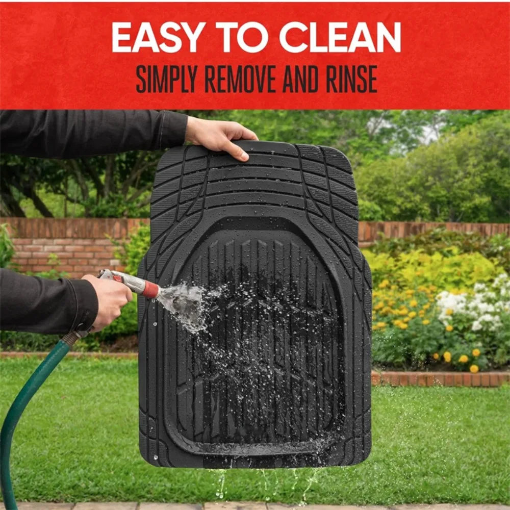 3 Piece Universal PVC Car Floor Mats Anti Slip Waterproof Durable All Weather Rubber Mat Set For Car Interior Protection Kit