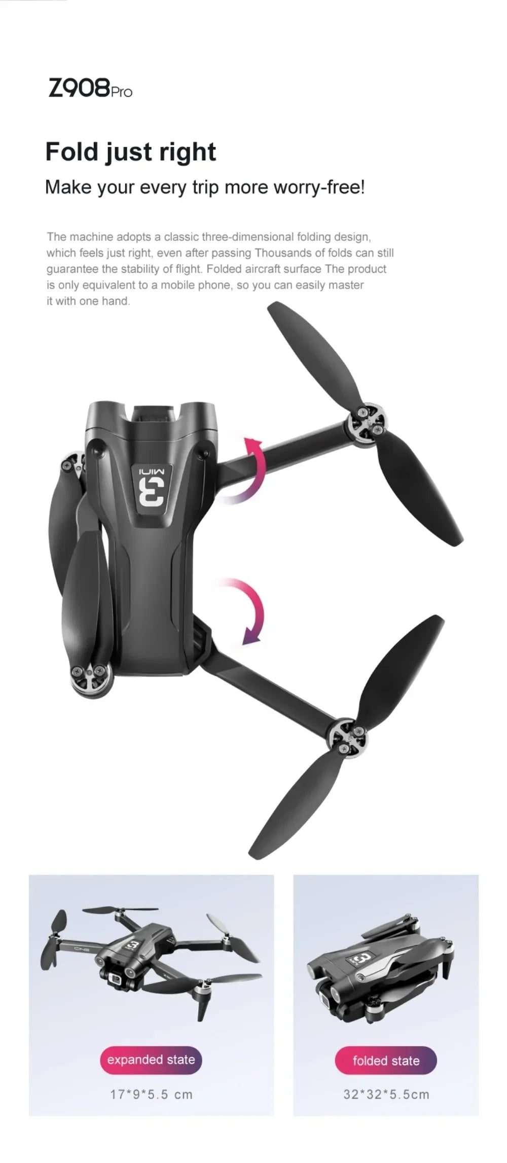 Z908 Pro 4K Dual Camera FPV Drone Brushless Motor Foldable - image 13