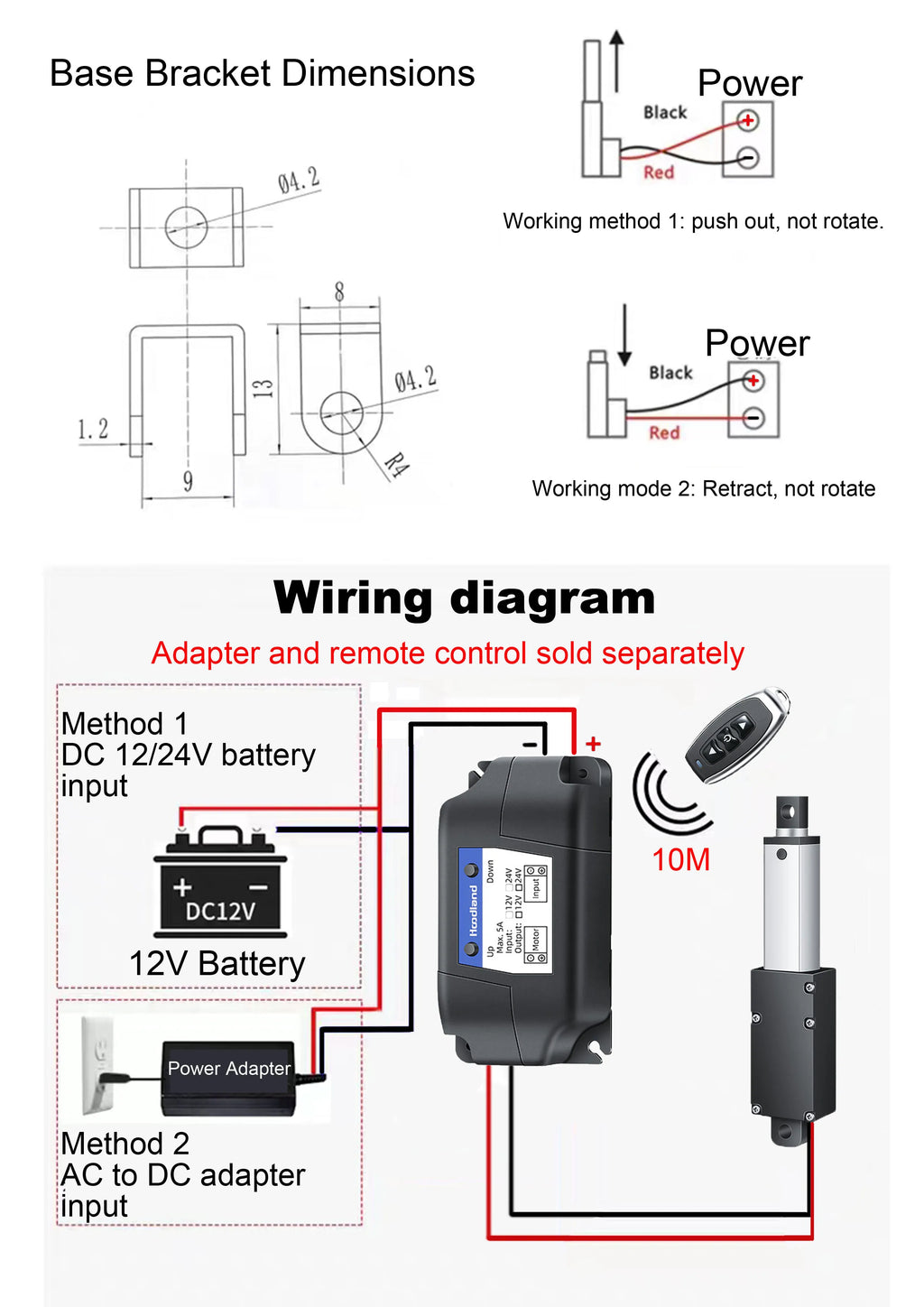 Mini Telescopic Linear Actuator, 6V to 24V, 10 to 200mm Stroke - view 9