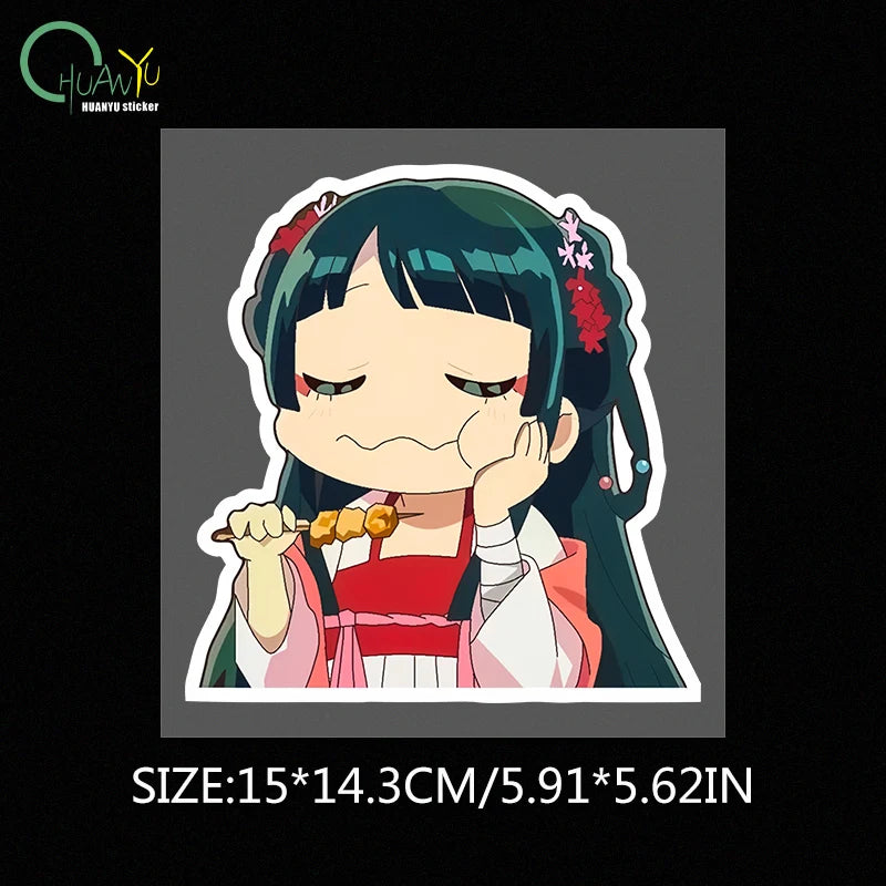Chibi Cartoon-Style Girl Car Sticker for Doors and Windows