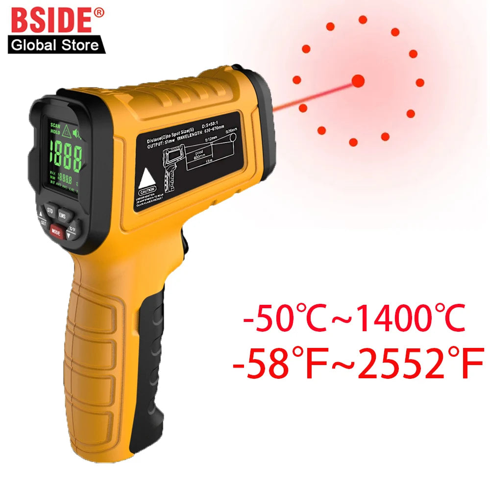 Infrared Thermometer Gun -50~1400°C, Handheld Digital Laser Industrial Non-Contact Temperature Measuring Tester