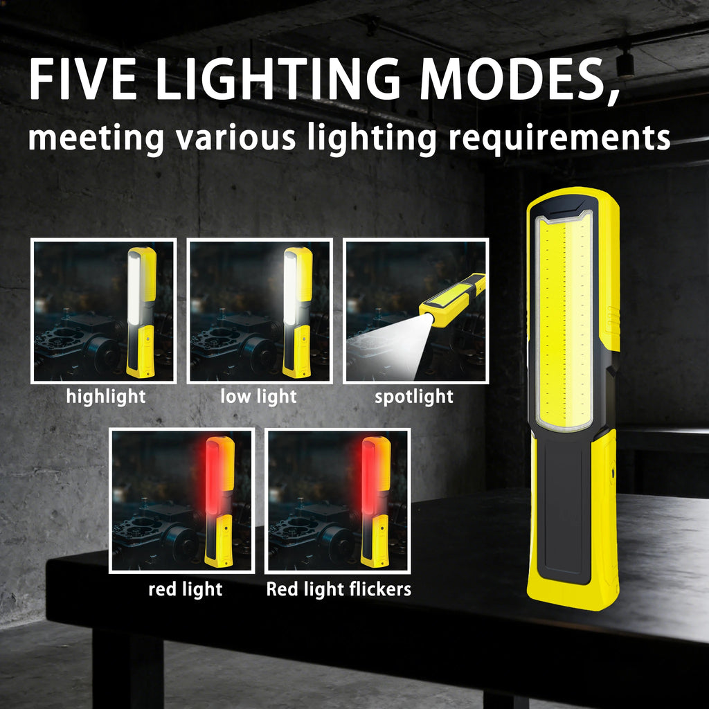 Magnetic LED Work Light, 6000mAh Rechargeable Inspection Lamp,Portable Flashlight with Hook,COB Flashlight for Outdoor Camping