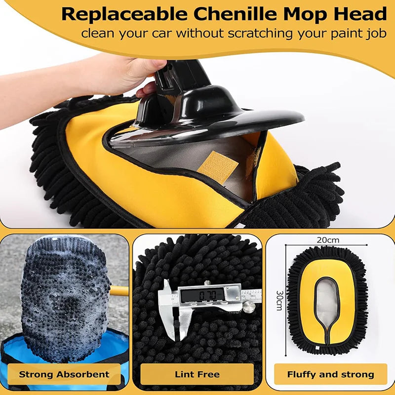 Car Wash Mop Cleaning Brush Telescoping Long Handle Cleaning Mop Retractable Bent Bar Car Wash Brush Car Cleaning Tools