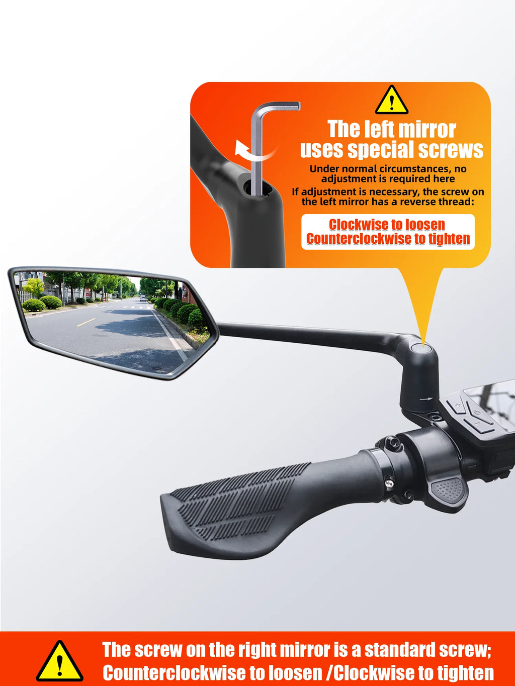 RBRL Bicycle Handlebar Rearview Mirror Automotive-Grade Wide Angle Ultra Clear Bike Mirror 360 Rotatable for Electric Scooter