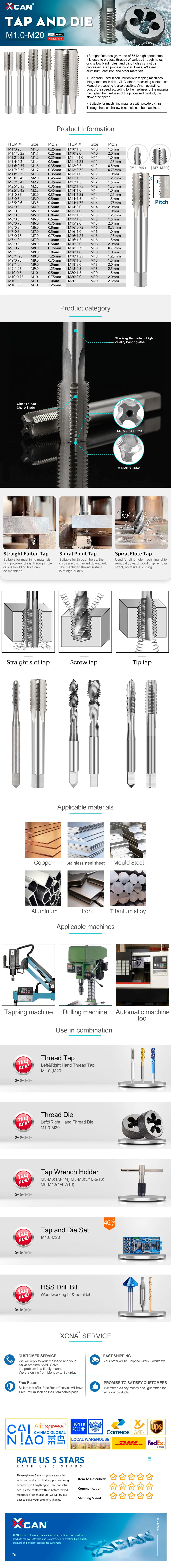 HSS Metric Thread Tap Right Hand Plug Tap M2-M14 Choose Size - image 10