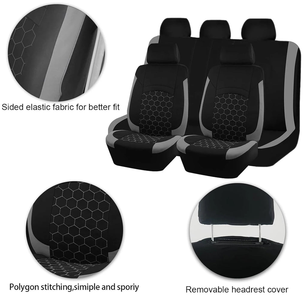 Breathable 9-Piece Car Seat Cover Set for 5 Seats