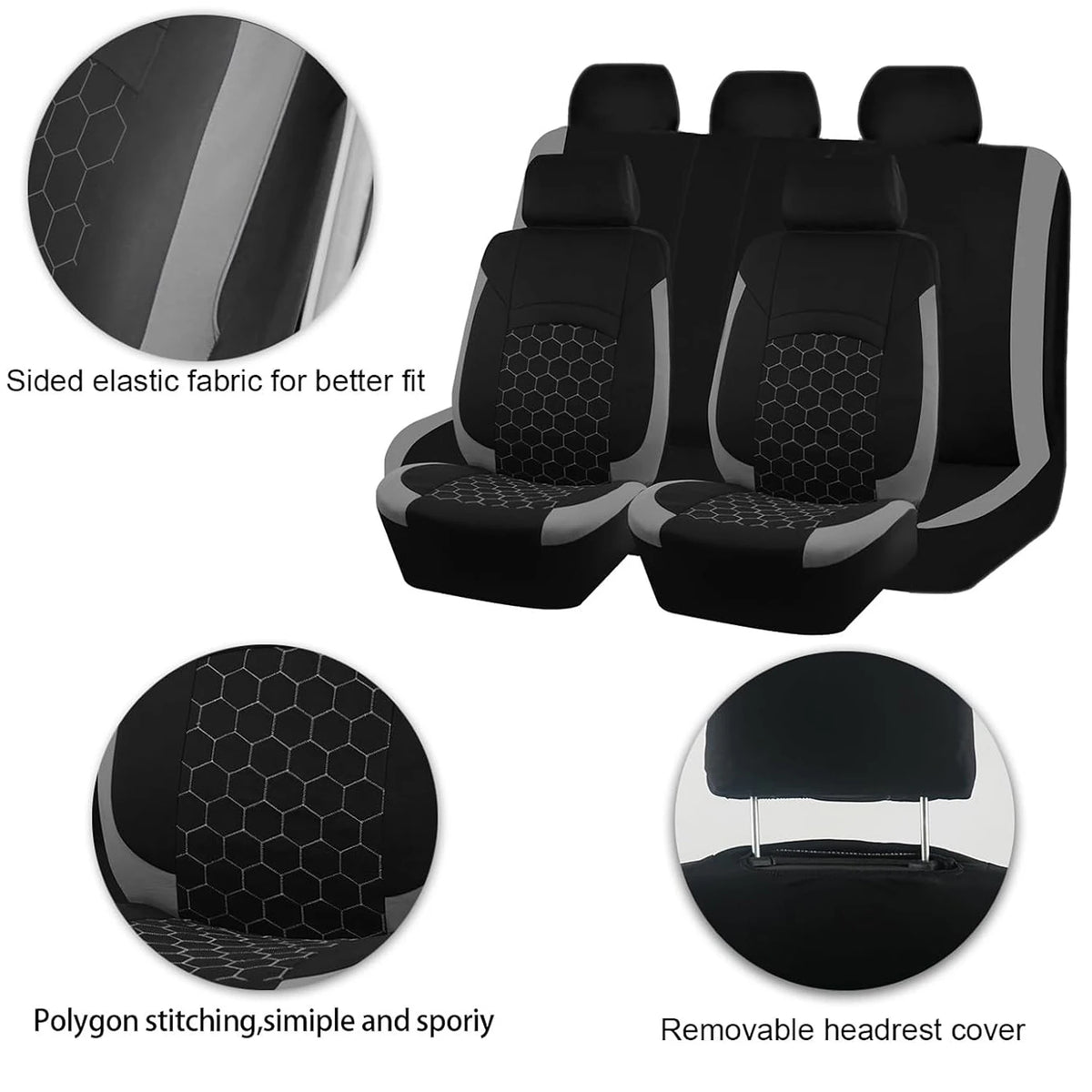 Breathable 9-Piece Car Seat Cover Set for 5 Seats