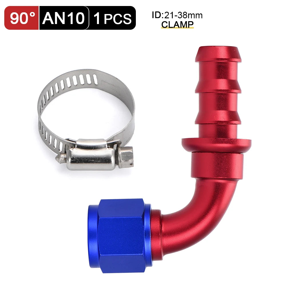 Universal AN6 AN8 AN10 Push-on Hose End Fittings Fuel Oil Cooler Hose Fitting 0 45 90 180 Degree Reusable Connection Adapter