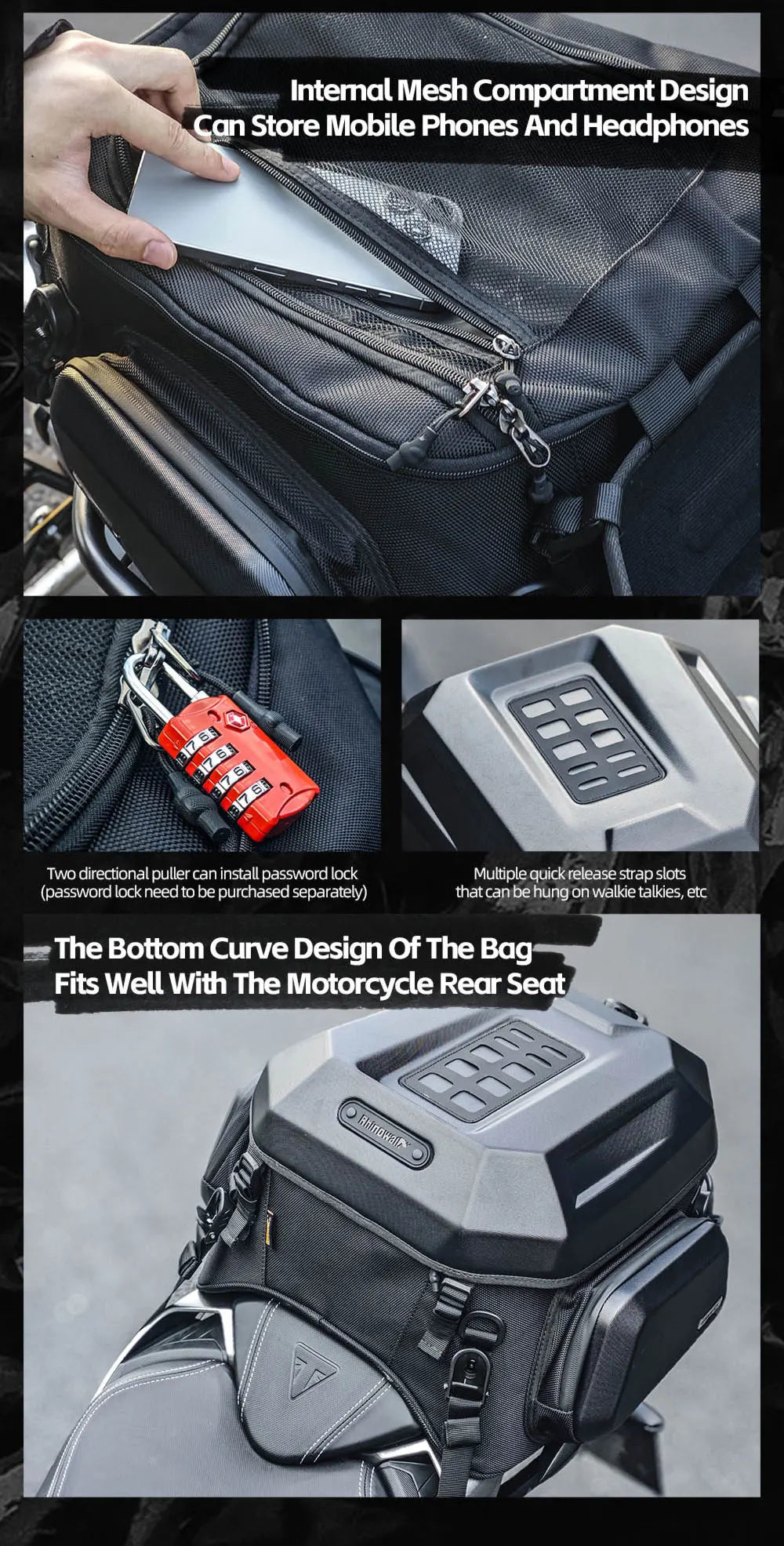Rhinowalk 23-35L Hardshell Waterproof Motorcycle Tail Box - image 20