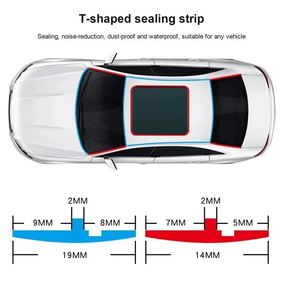 T-Shape Rubber Seal Strip for Car Windshield and Doors, 2 m
