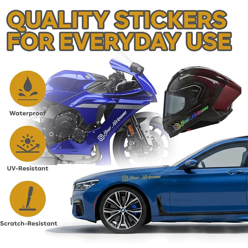 Custom Username Motorcycle Decal, Personalised Waterproof Vinyl - view 5