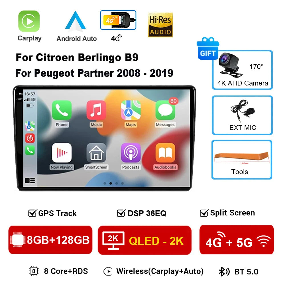 9" Android 16 Car Radio + CarPlay for Citroen Berlingo/Peugeot Partner - image 16