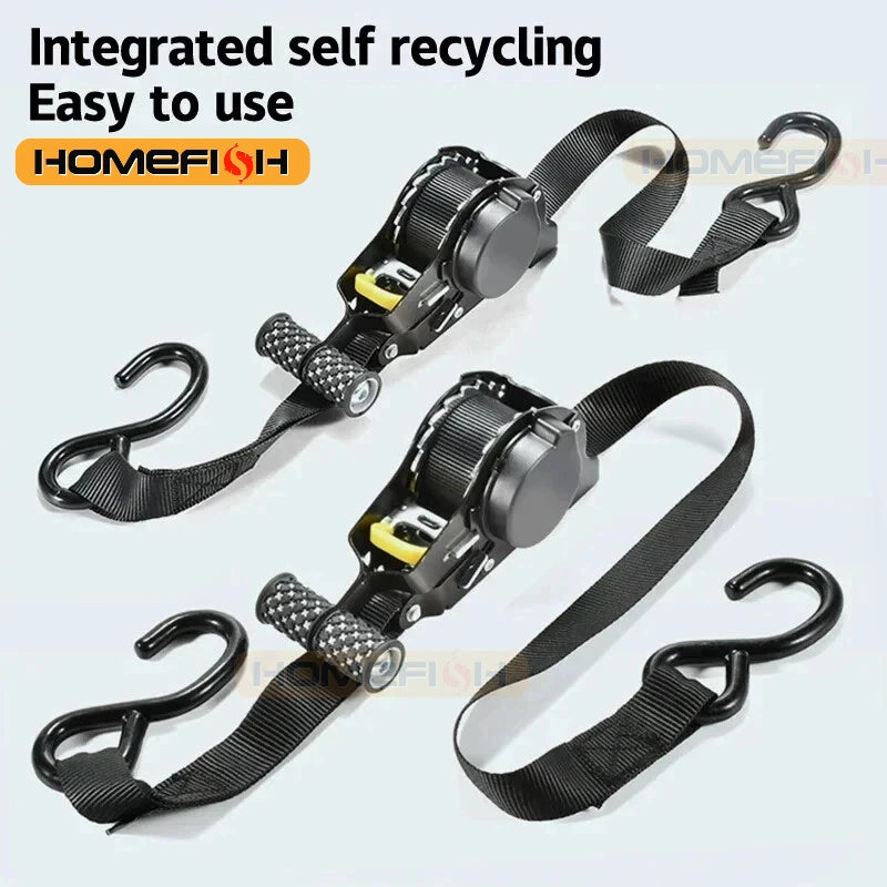 Auto Straps For Cargo Tape Retractable Belts For Load Luggage Strap Ratchet Tensioner Belt For Motorcycles Ratchet Strap For Car