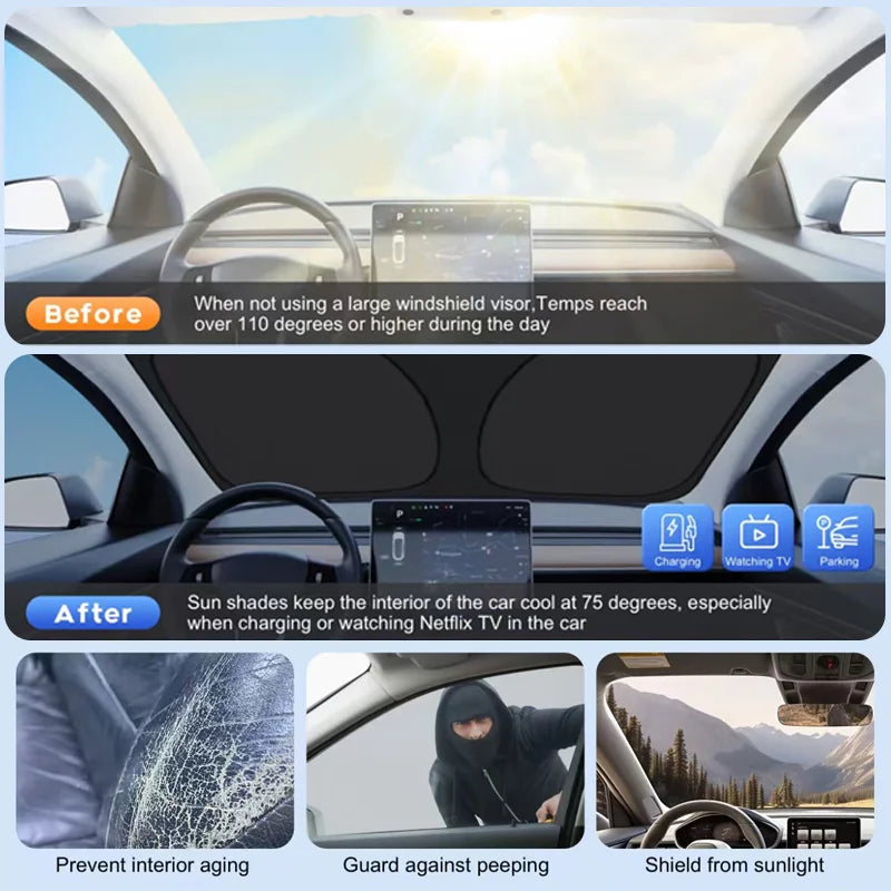 Car Windshield Sun Shade For Chevrolet Equinox EV Plus Sunshade Sun Visor Protector Blocks UV Rays Summer Car Accessories