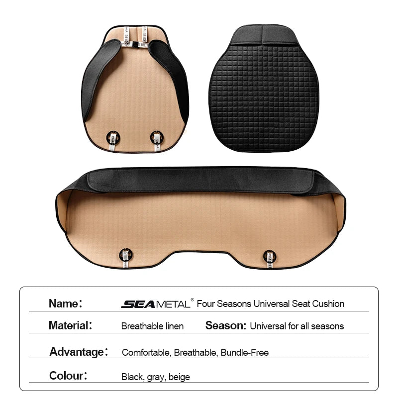 Breathable Flax Car Seat Cushions, Front, Rear and Full Sets