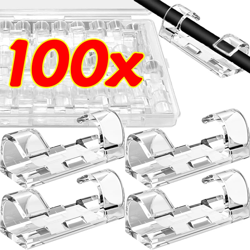 Transparent Cable Organizer Clips, 20/100 Pack