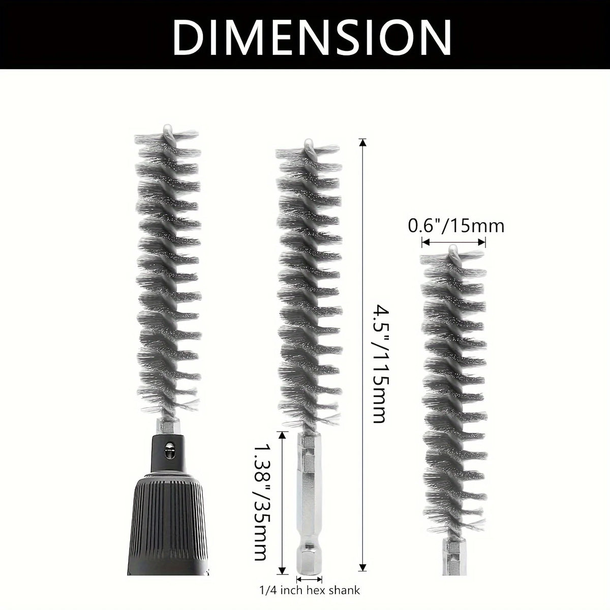 5-Piece Hex Shank Steel Wire Brushes for Drill