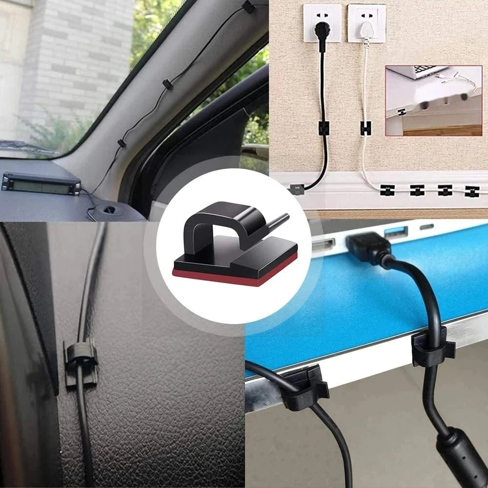 50-Piece Wall-Mounted Cable Organizer Clips