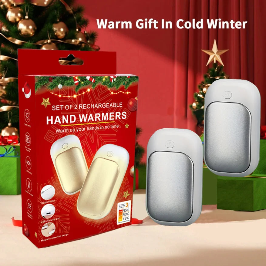 Magnetic Rechargeable Hand warmer 2-Piece Set, Fast Heating, 3-Speed Adjustment, Portable Hand warmer