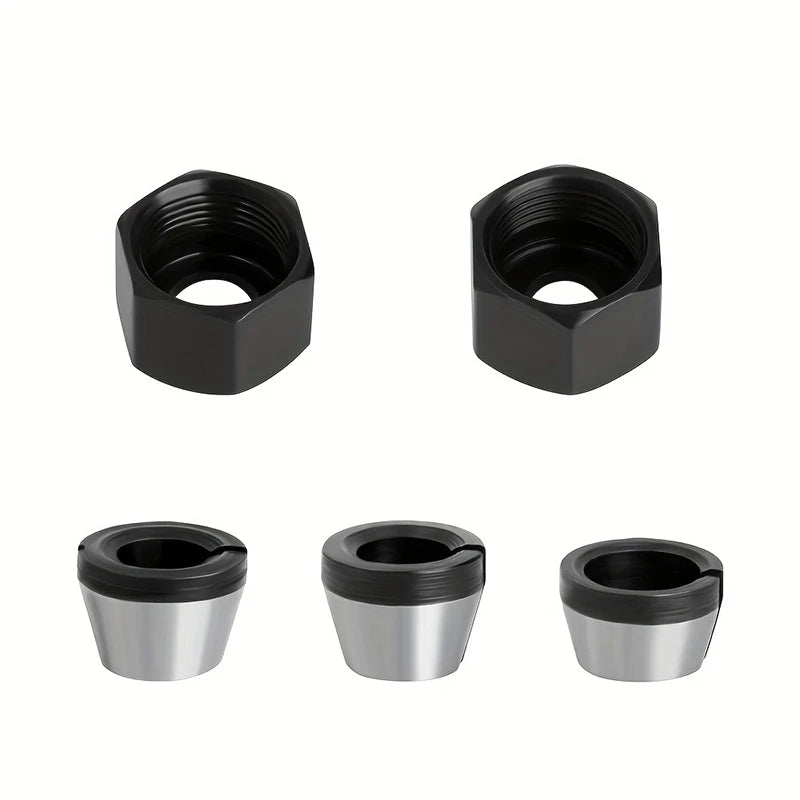 3/5-Piece Router Bit Set with Collet Chuck Adapters