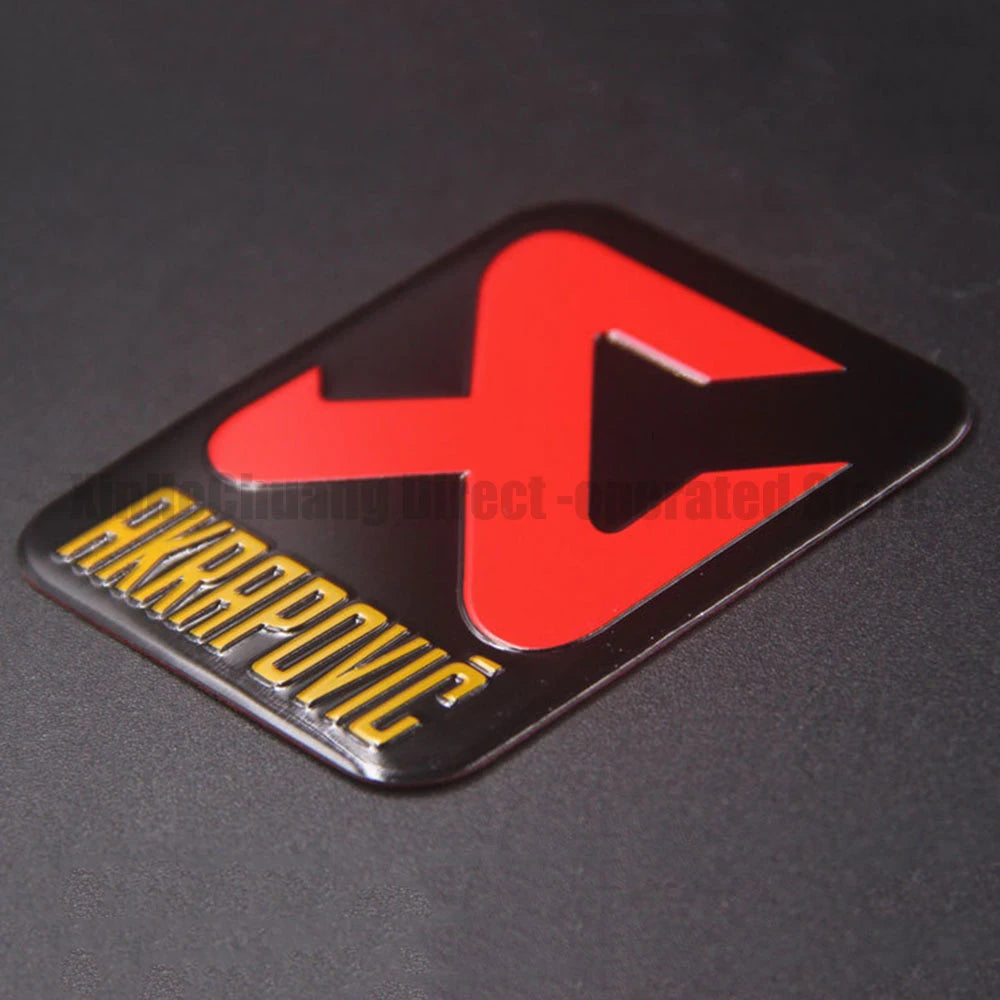 Metal Motorcycle Exhaust Pipe Label Sticker with Lettering Design