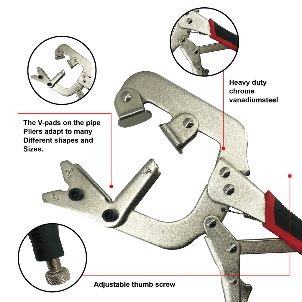 Locking Pipe Clamp, 10 Inch Welding Clamp with Swivel V Shape Pads for Clamping Pipe and Tube to Weld and Repair