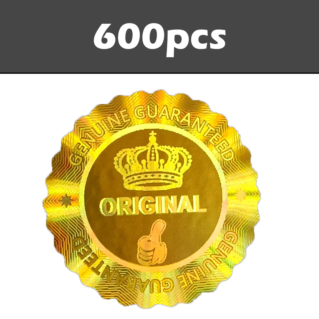 Holographic Tamper-Evident Seal Stickers with Crown Pattern