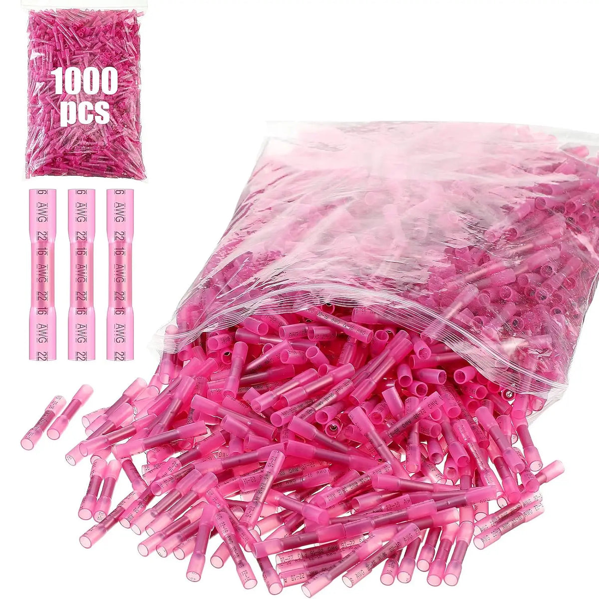 100-Piece Waterproof Heat Shrink Butt Splice Connectors Kit, 22-10 AWG