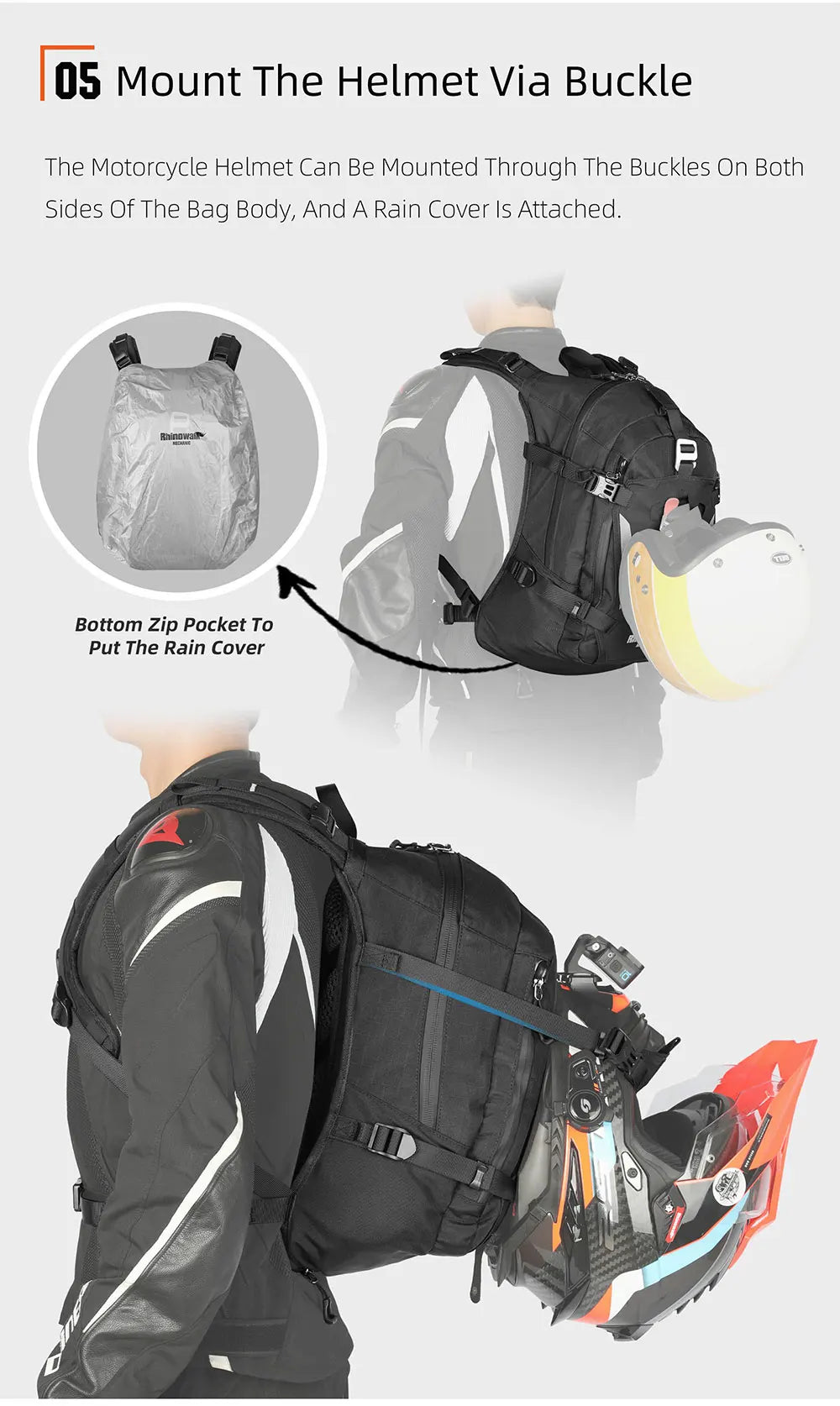 Rhinowalk 23L Waterproof Motorcycle Helmet Backpack - image 16