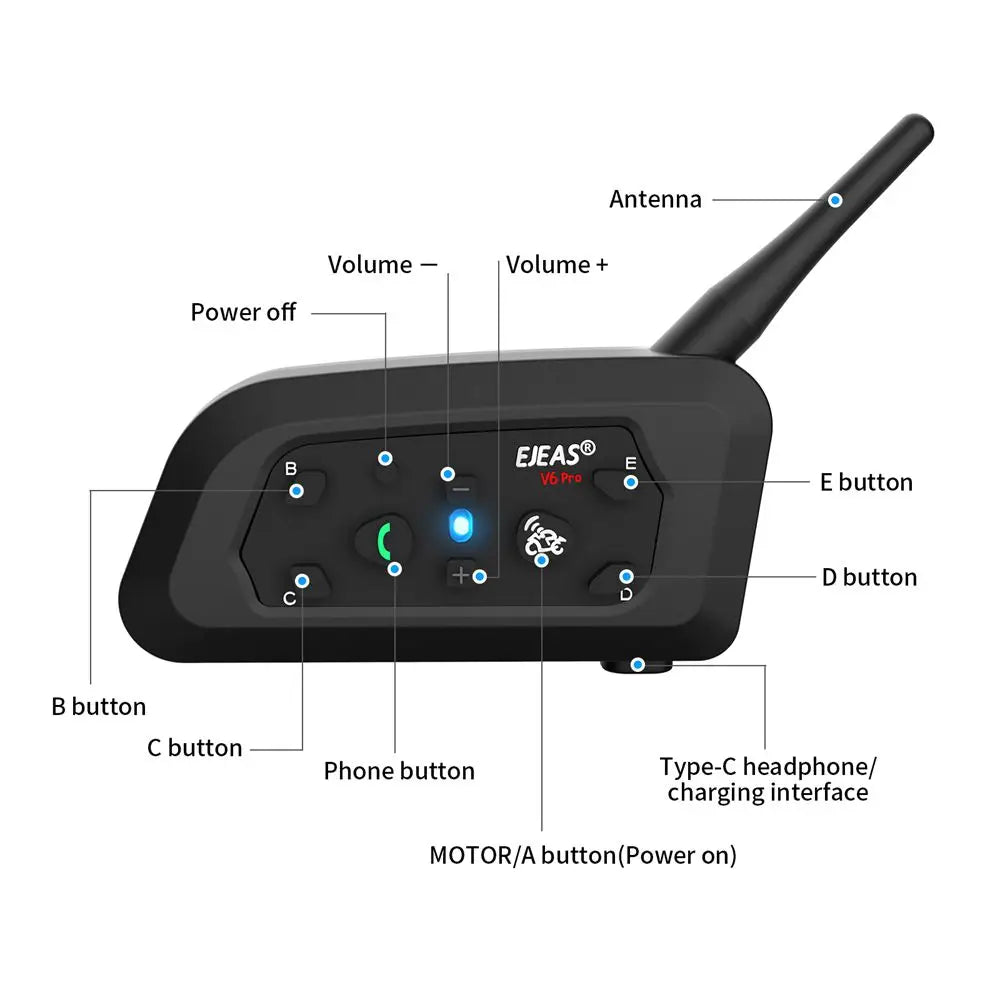 EJEAS V6 Pro+ Motorcycle Bluetooth Intercom Headset, 800m IP67 - image 24