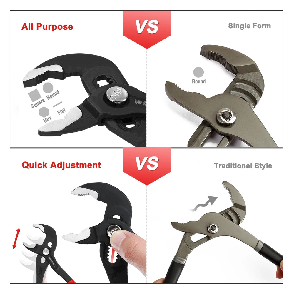 WORKPRO 2PC Water Pump Pliers 7" & 10" Adjustable Groove Joint Pliers - image 3