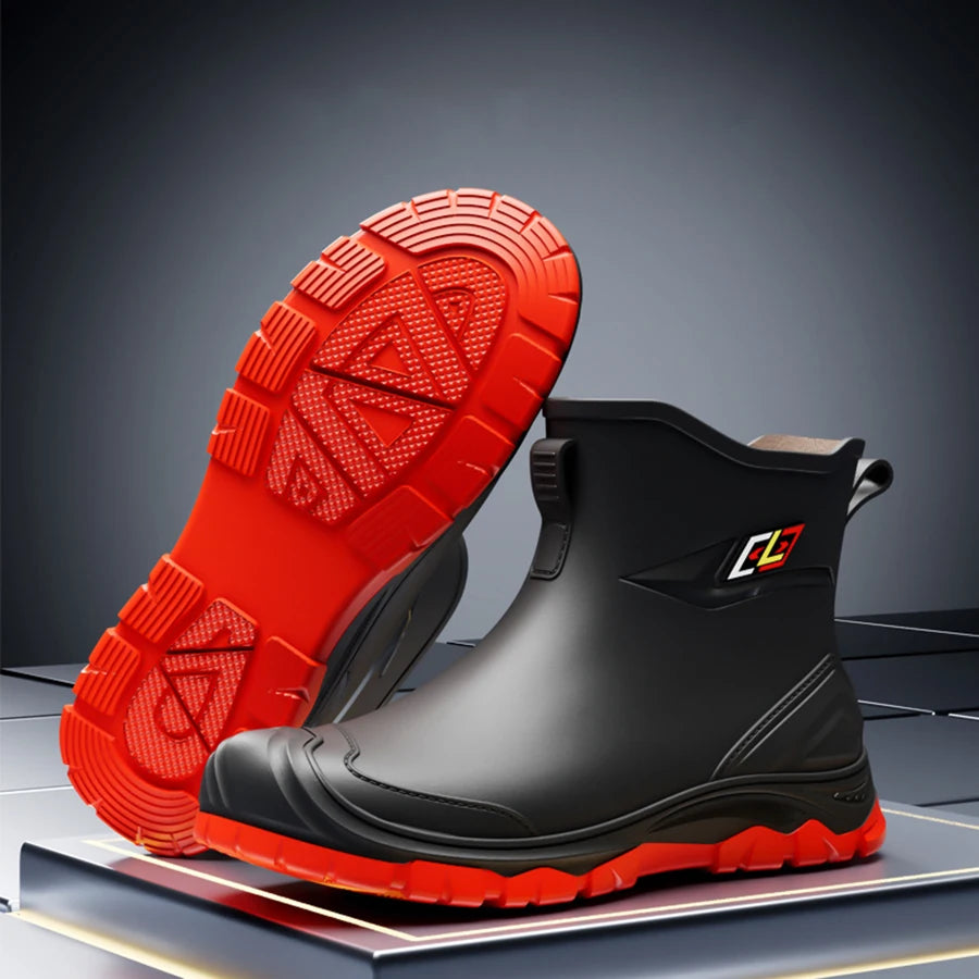 Men's Rain Boots Waterproof Rubber Work Boots Anti-Slip Fishing Gardening Farm Kitchen Outdoor Shoes