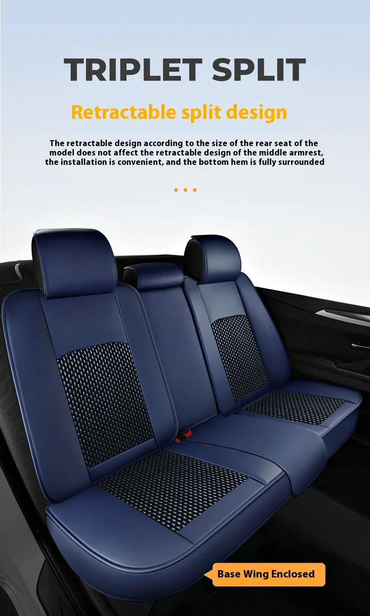 5-Seat Synthetic Leather Car Seat Cover Set with Lumbar Support