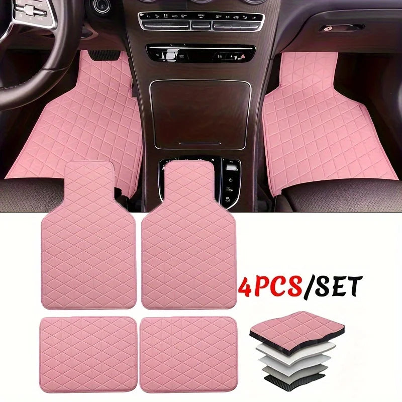 Waterproof PU Leather Car Floor Mat Set – 4 Piece - image 3