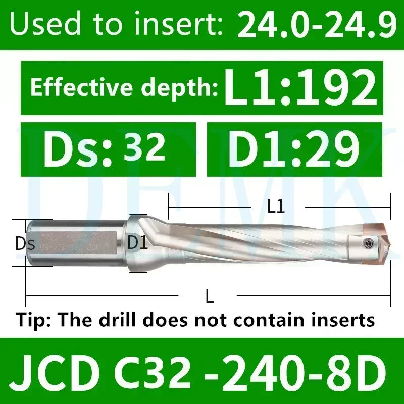 Indexable U Drill with Internal Cooling, 3D-10D, 10-25mm Diameter