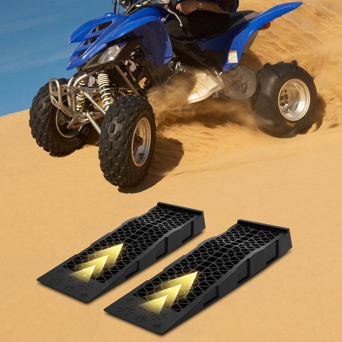 2Pcs Heavy Duty Car Ramps 3T Load Capacity Pair Vehicle Lifting Ramps Plastic Portable Loading Access Ramps Lift