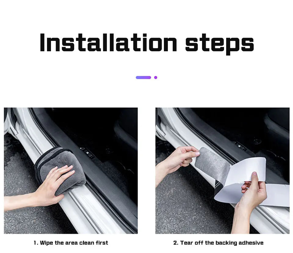 Universal Carbon Fiber Pattern Door Threshold Protector Strips