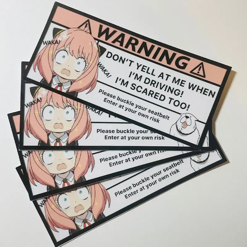 Pink Cartoon Warning Decal Sticker