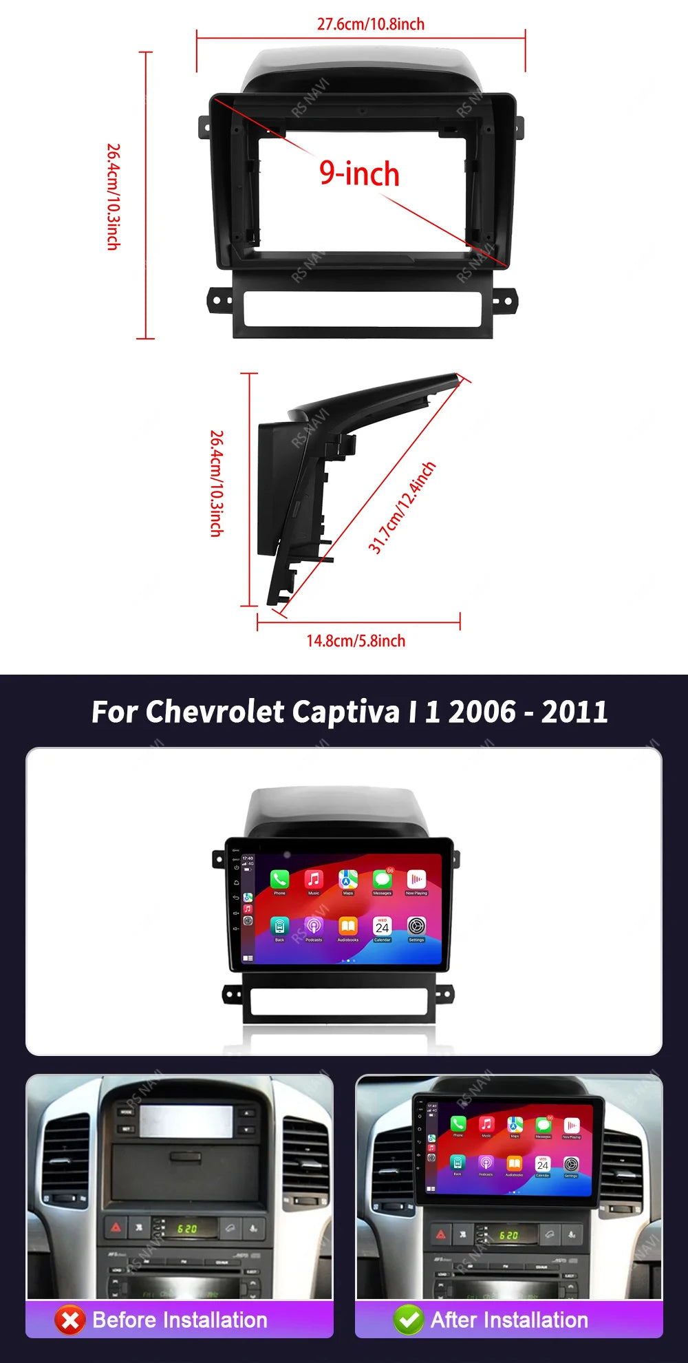 9 Inch Android CarPlay Radio for Chevrolet Captiva 2008-2012 - image 7