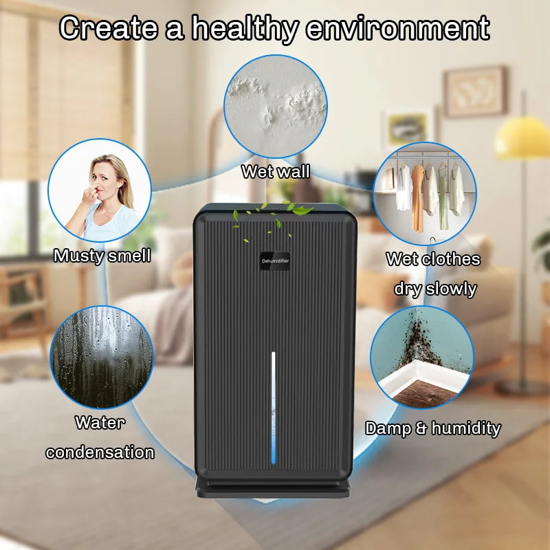 Electric Compressor Dehumidifier for Bathroom, Basement & Indoor Use
