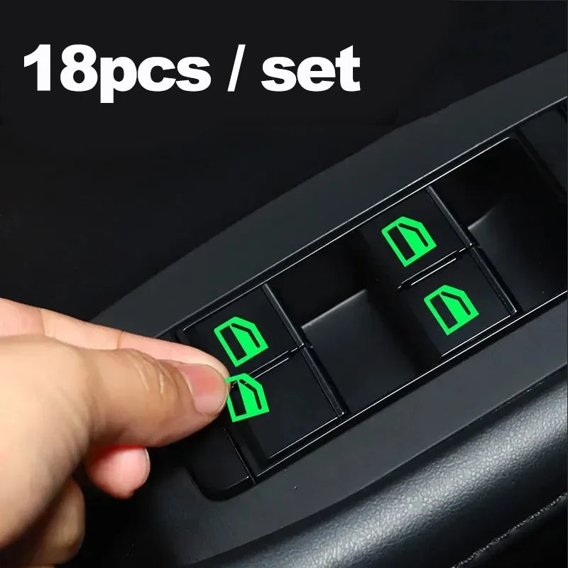 Luminous Car Door Window Lift Button Stickers