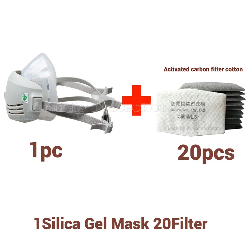 21-in-1 Half Face Dust Mask Respirator with Carbon Filter Cotton