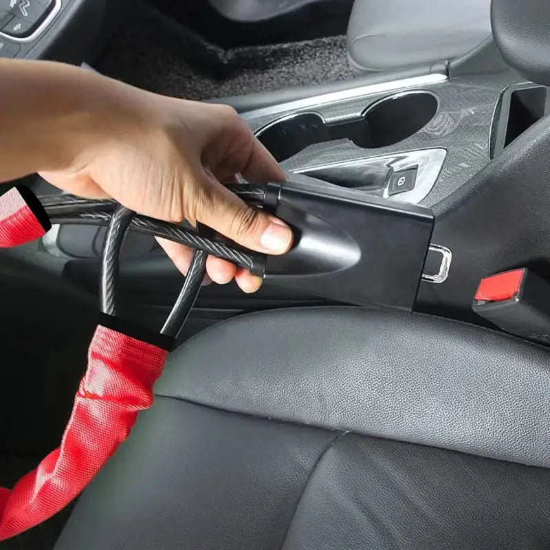 Car Steering Wheel Steel Lock Seat Belt Anti-theft Lock with 2 Keys Anti-theft Device Easy to Install Fits Most Cars SUVs