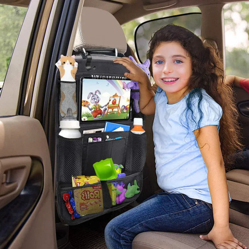 Car Back Seat Organizer with Tablet Holder and Storage Pockets