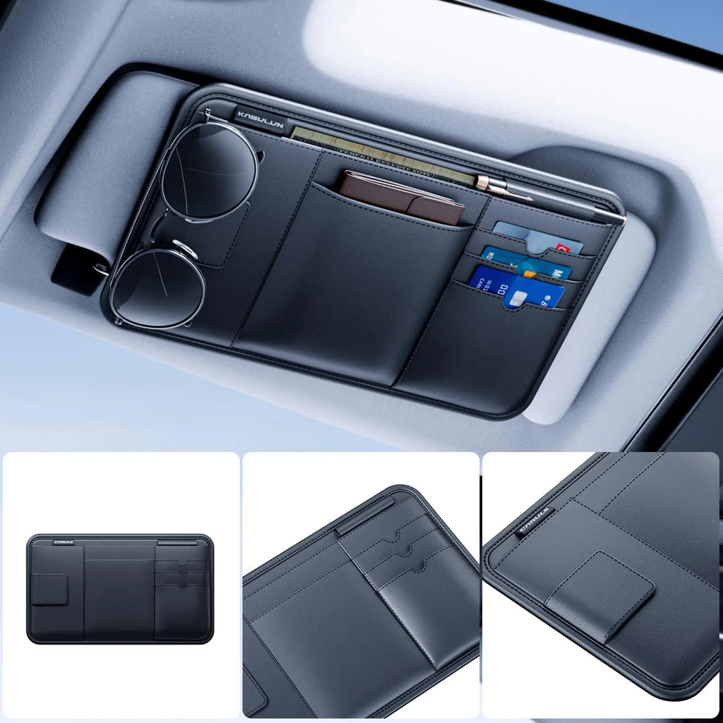 Car Sun Visor Organizer, Multi-Function Storage Holder for Sunglasses, Cards & Documents