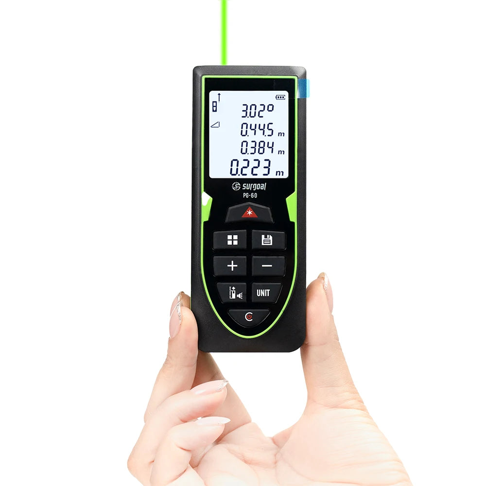 Green Laser Distance Meter 120m Rangefinder Rechargeable with Digital Level Measure Laser Tape