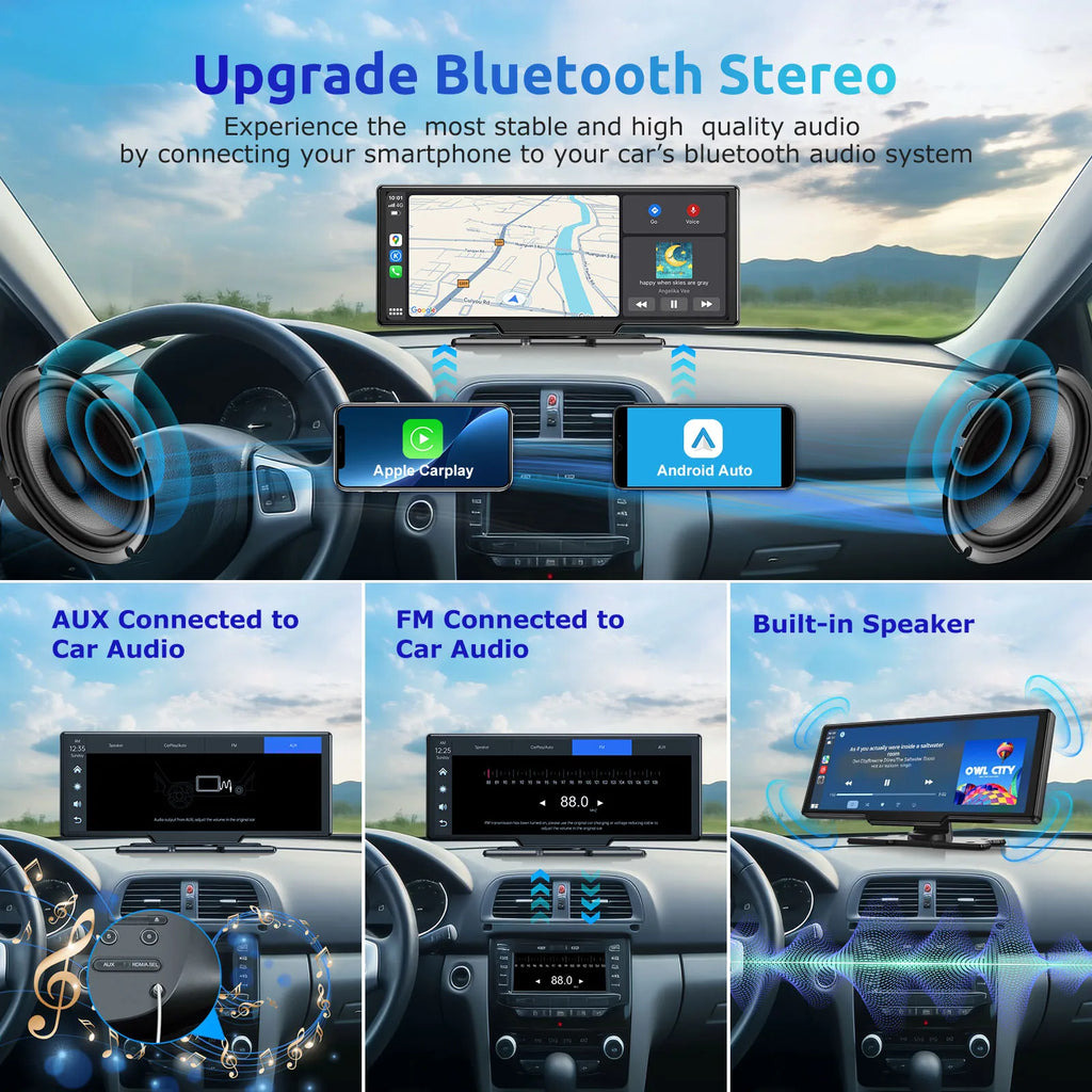ESSGOO 10.26" 4K Wireless CarPlay Android Auto Dash Cam - image 5