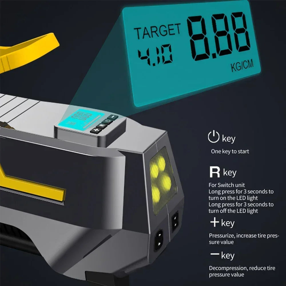 2-in-1 AC 110V/DC 12V Portable Tire Inflator Air Compressor