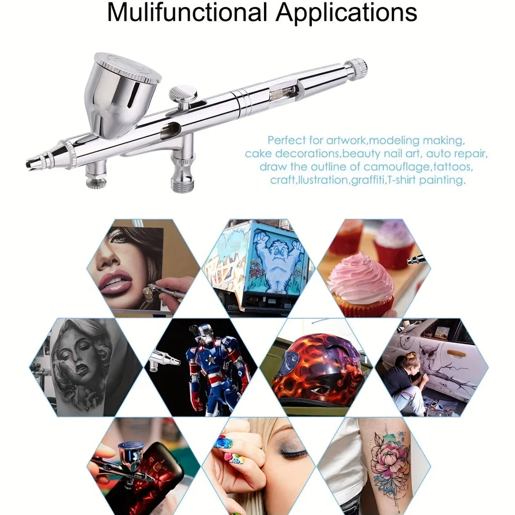 Professional Dual Action Gravity Airbrush Kit for Airbrush Painting, Tattoo, Cake Decorating with 0.2mm/0.3mm/0.5mm Airbrushes
