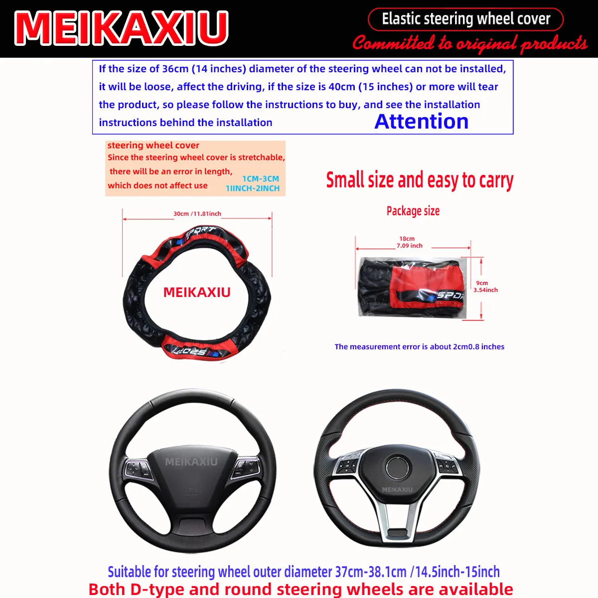 Universal Sport Steering Wheel Cover Without Inner Ring